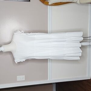 Kirundo White Casual Loose Short Sleeves Ruffle Hem Dress. Size L.